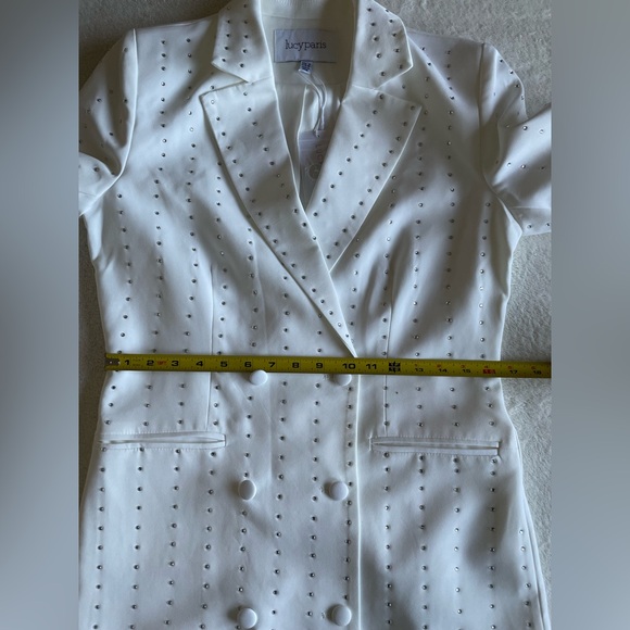 Lucy Paris White Embellished Blazer Dress Bridal Engagement Cocktail S - Picture 9 of 13